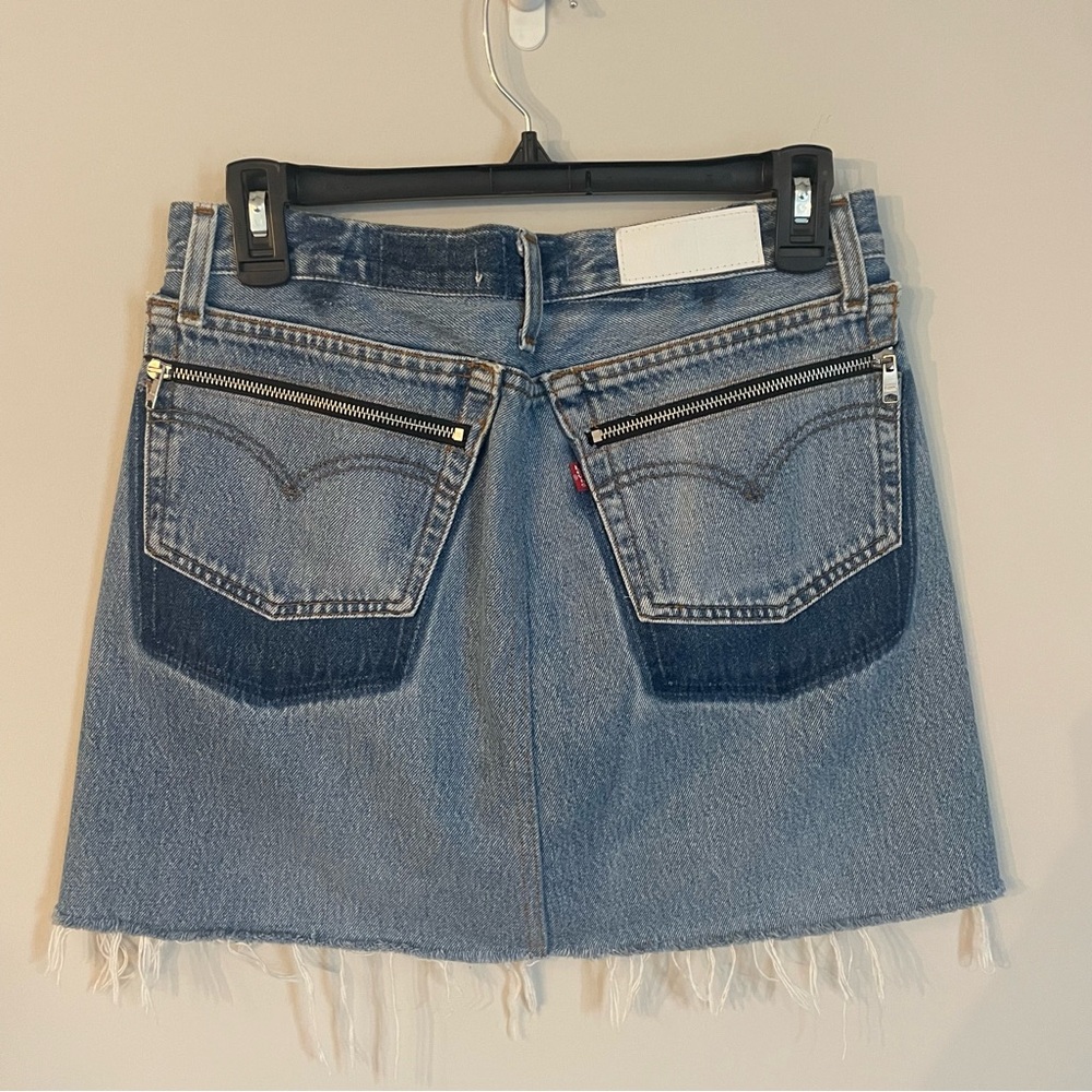 Levi's Re/Done Front Zip High Rise Denim Mini Skirt Casual - Picture 7 of 12